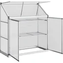 Alu-Gewächshaus mit Schiebetür Fundamentrahmen 3 Ebenen Frühbeet 129,5 x 58 x 140,5 cm Treibhaus Pflanzenhaus Tomatenhau