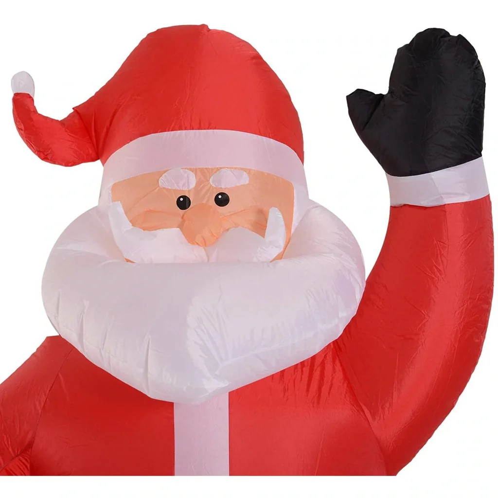 Selbstaufblasbarer Weihnachtsmann mit Geschenksack LED Gebläse Rot