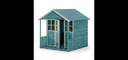 Holz Spielhaus Deckhouse, Outdoor-Spielhaus für Kinder aus Holz, Veranda, Spitzdach, türkis