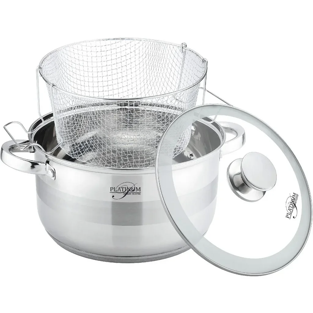 Fritteuse 3 Stück - Edelstahl - Induktionsfritteuse - Ø24×14,5 cm - 6,6L