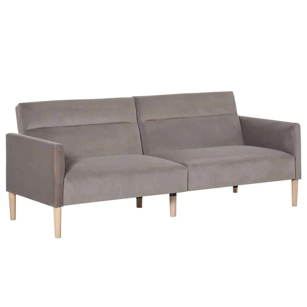 Schlafsofa Polstersofa mit 180° einstellbarer Rückenlehne 2 sitzer Sofa Schaumstoff Velvet-Touch nordischer Design Grau