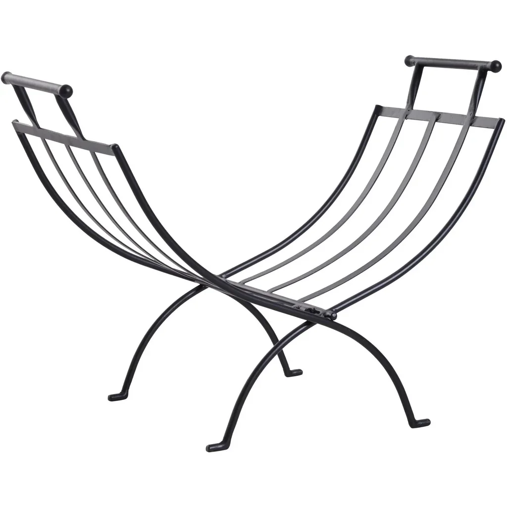 Kaminholzregal Brennholzregal Feuerholzregal Kaminholzhalter Holzablage Metall 30kg belastbar Schwarz 60 x 35 x 45 cm