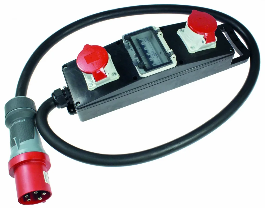 Vollgummi-Steckdosenleiste S20+ H07RN-F 5G16, 2m, 400V, 2 CEE-Steckdose 400V, 32A, mit Absicherung 2 LS C 32A, 3-polig
