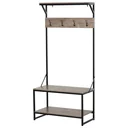Garderobe mit 4 Haken und Schuhablage, natur
