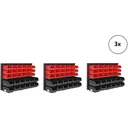 3x Werkzeugregal mit Stapelboxen 32 Stück - 2 Wandplatten von 32x38x2 cm