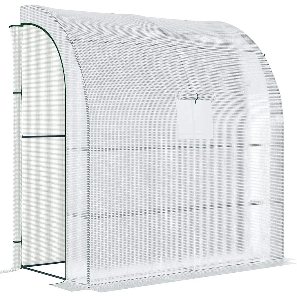 Poly-Gewächshaus mit 2 Türen - UV-Schutz - Stahl/PE - Weiß - 200 x 100 x 215 cm