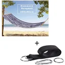 Hängematte / Hammock - 200 x 80 cm -White/Blue + INCL. Pro Garden Aufhängeset für Hängematte
