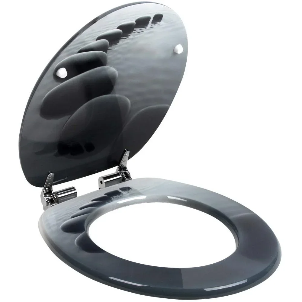 Toilettensitz Stonedesign 35cm x 38cm x 5cm mit Absenkautomatik und Edelstahlscharnieren