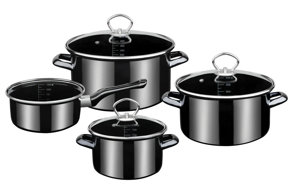 Kochtopfset, 7-teilig Profi-Black-Star Emaille