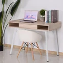 Schreibtisch Computertisch PC Laptop Bürotisch mit Kabeldurchlass 1 x Schublade 2 x offene Fächer