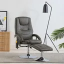 Massagesessel verstellbar mit Fußhocker Kunstleder grau