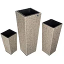 Blumentöpfe Polyrotan 3er-Set mit Sahne