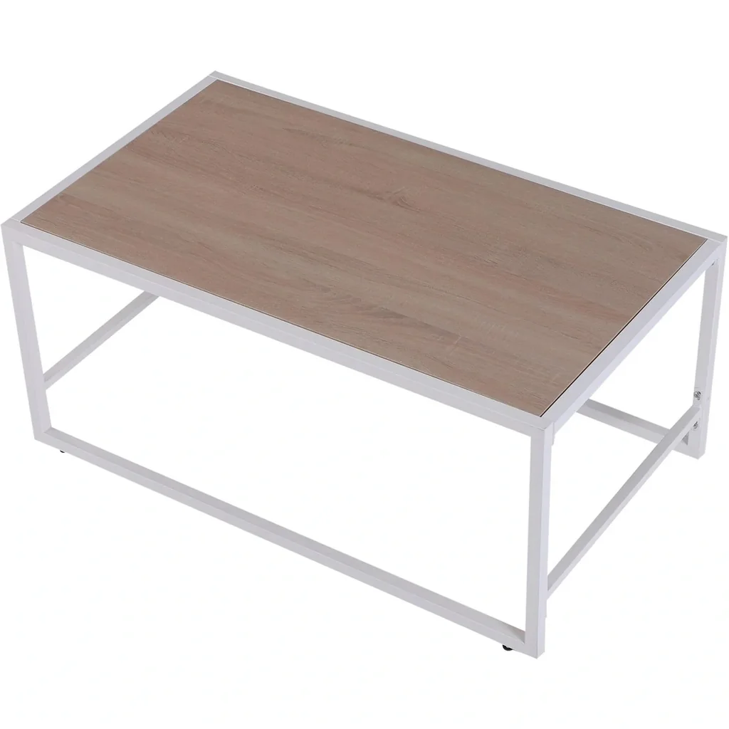 Vintage Couchtisch Beistelltisch Wohnzimmertisch Sofatisch Metallgestell gemasert 106 x 61 x 47,5 cm