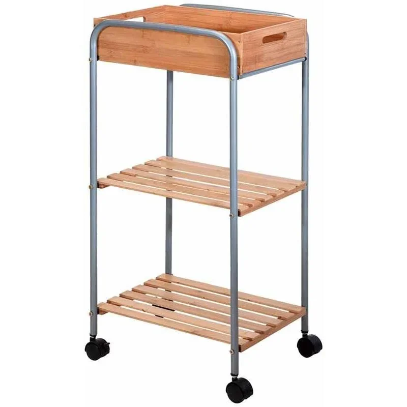 Badezimmerwagen 3 Lagen - 81 x 30 x 40cm - Bambus
