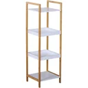 Badregal Standregal Lagerregal Küchenregal Haushaltsregal 4 Ablagen Bambus + MDF 32 x 30 x 100 cm