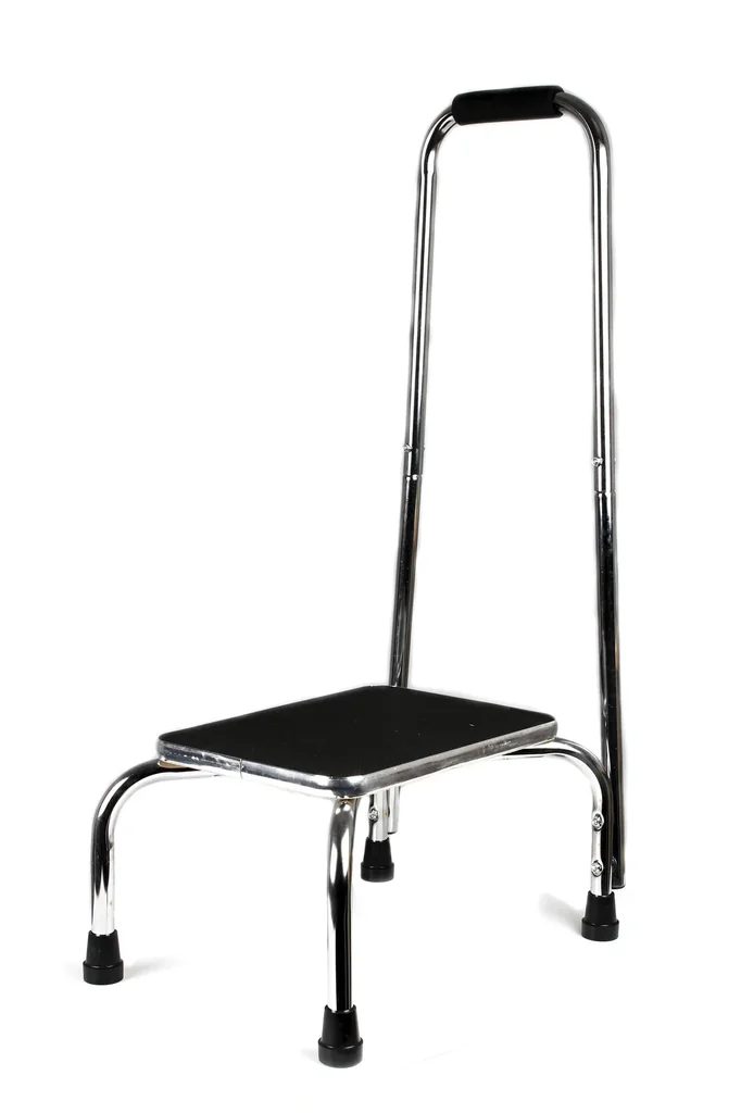 Trittstufe mit höhenverstellbarem Haltegriff, Chrom, 88-108 cm