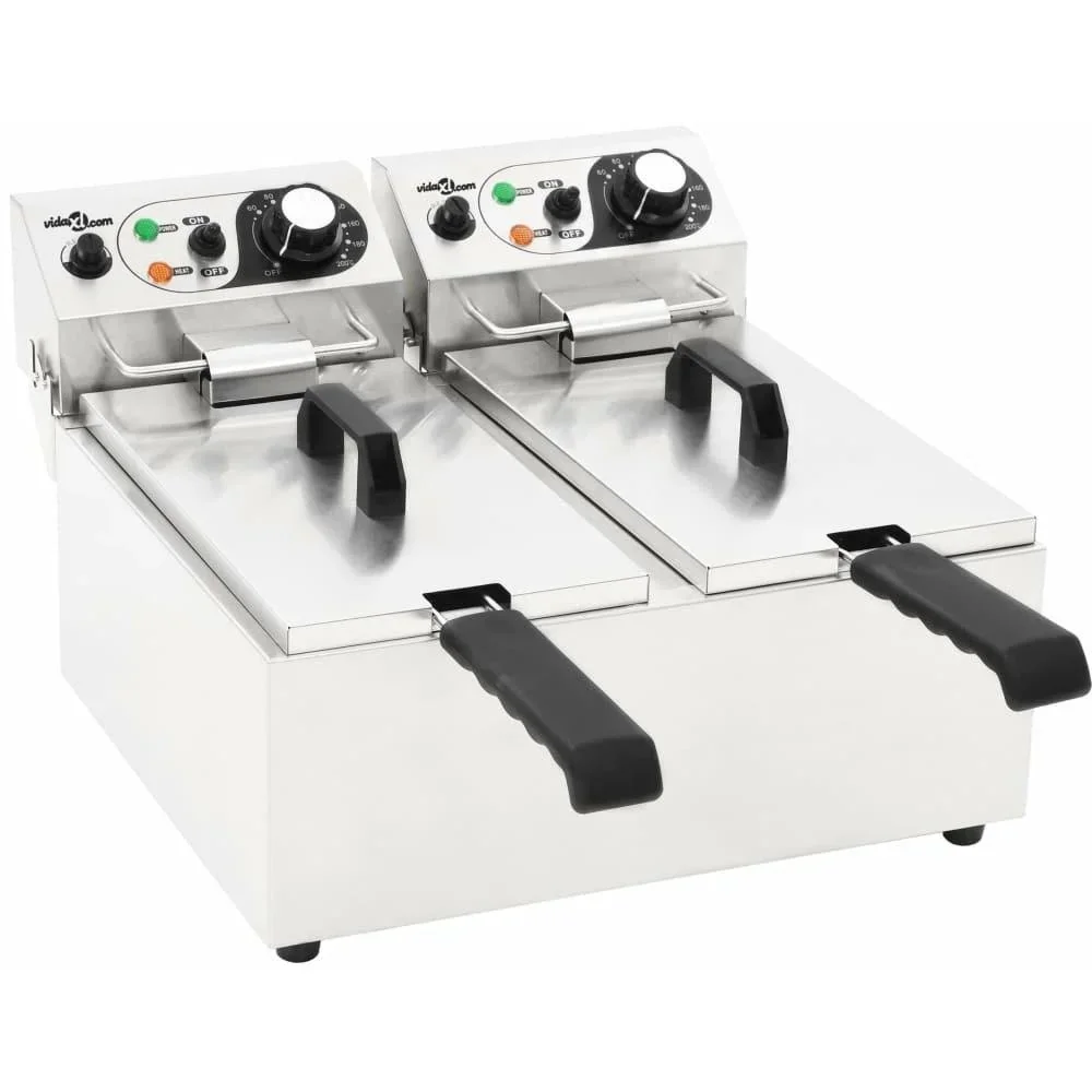 Elektro-Fritteuse doppelt 4000 W 12 L Edelstahl