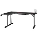 Gaming Tisch Schreibtisch L-förmige mit Kopfhörerhaken Getränkehalterung Computertisch MDF Metall Schwarz+Rot 168 x 109