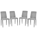 4er-Set Küchenstühle Esszimmerstühle Bürostuhl mit Rückenlehne Polstersessel Kunstleder Sessel Holzbeine Grau 41,5 x 54,