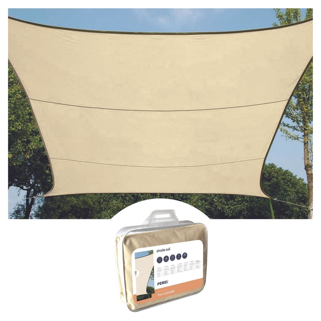 SONNENSEGEL - VIERECK - 5 x 5 m - CREMEFARBEN