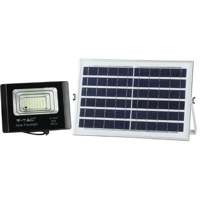 VT-25W Solar-Flutlicht mit Solarpanel - 550 Lm - 6000K - Schwarz