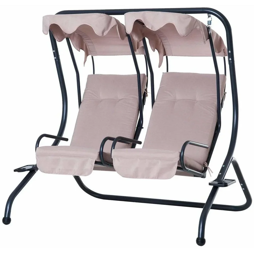 Hollywoodschaukel Gartenschaukel 2-Sitzer Beige 170x136x170cm