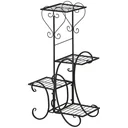 Blumenregal aus Metall 4 Ebenen Pflanzenregal für innen und außen Garten Balkon Schwarz 45 x 24,5 x 80 cm