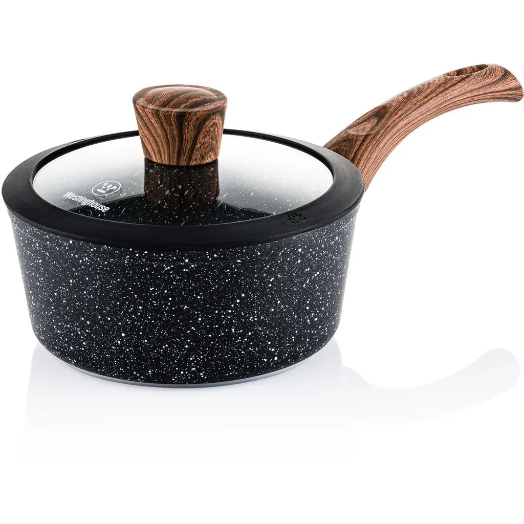 Kochtopf Ø18 cm Schwarzer Marmor Holz