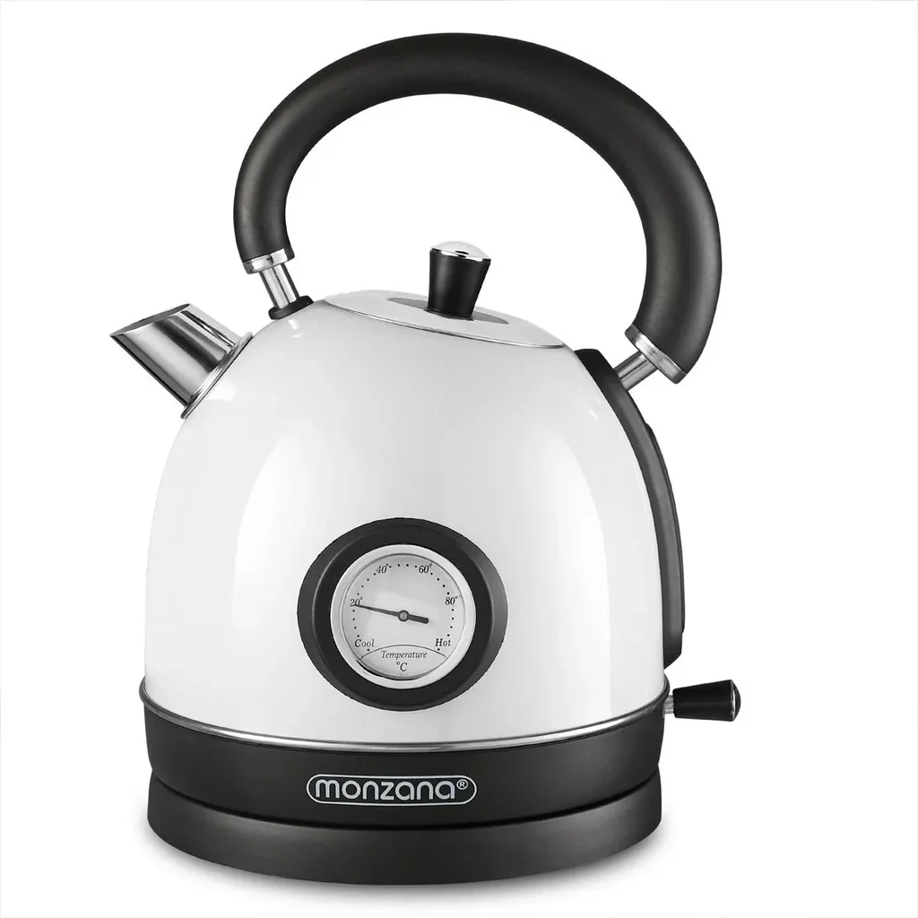 Wasserkocher Edelstahl Retrodesign weiß 1,8L - 2200W