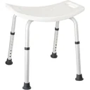 Duschhocker, Badestuhl, höhenverstellbar 36-53 cm, rutschfeste Füße, weißes Aluminium, leichter Badesitz, Stuhl für Senioren und Rehabilitation, max 136 kg, stabil und bequem