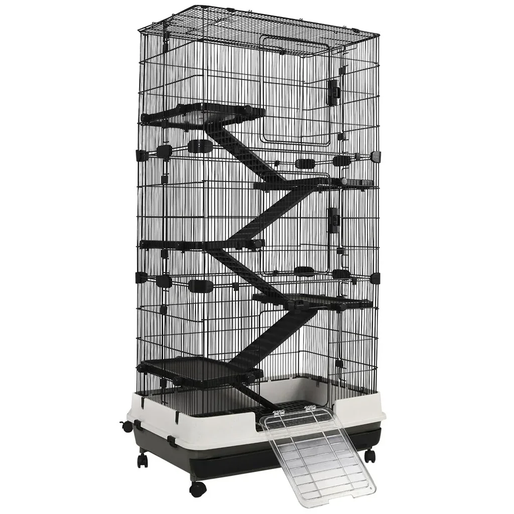 Kleintierkaninchen Käfig Meerschweinchen Chinchillas Stall Tierspielhaus mit Plattform Rampe Abnehmbares Tablett Stahl P