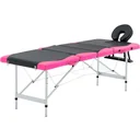 Klappbarer Massagetisch 4 Zonen Aluminium schwarz und rosa