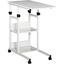 Beistelltisch Couchtisch mit Rollen, Nachttisch für Esszimmer Wohnzimmer, höhenverstellbar, 2 untere Regale, E1 Spanplat