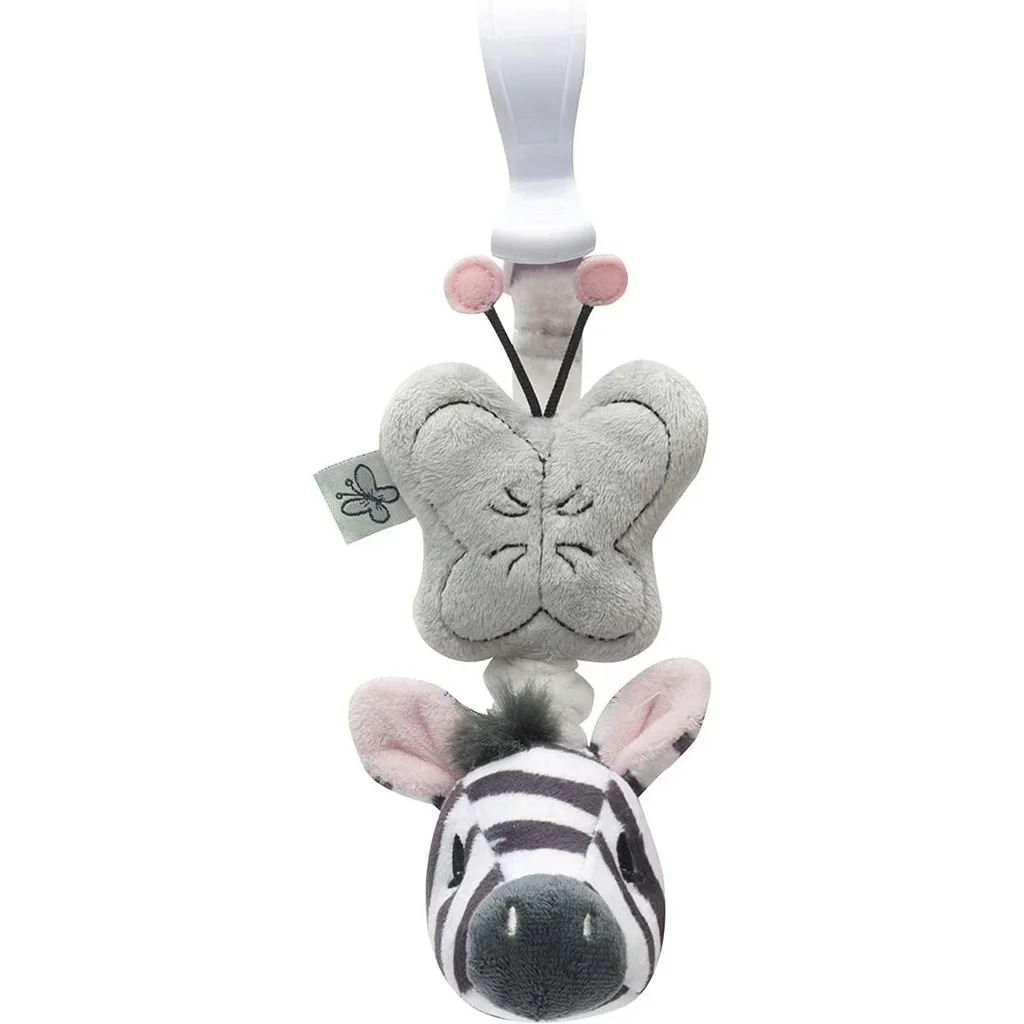 Zerrspielzeug Zebra vibrierendes Spielzeug - Haken für Kinderwagen/Stuhl/Babybett