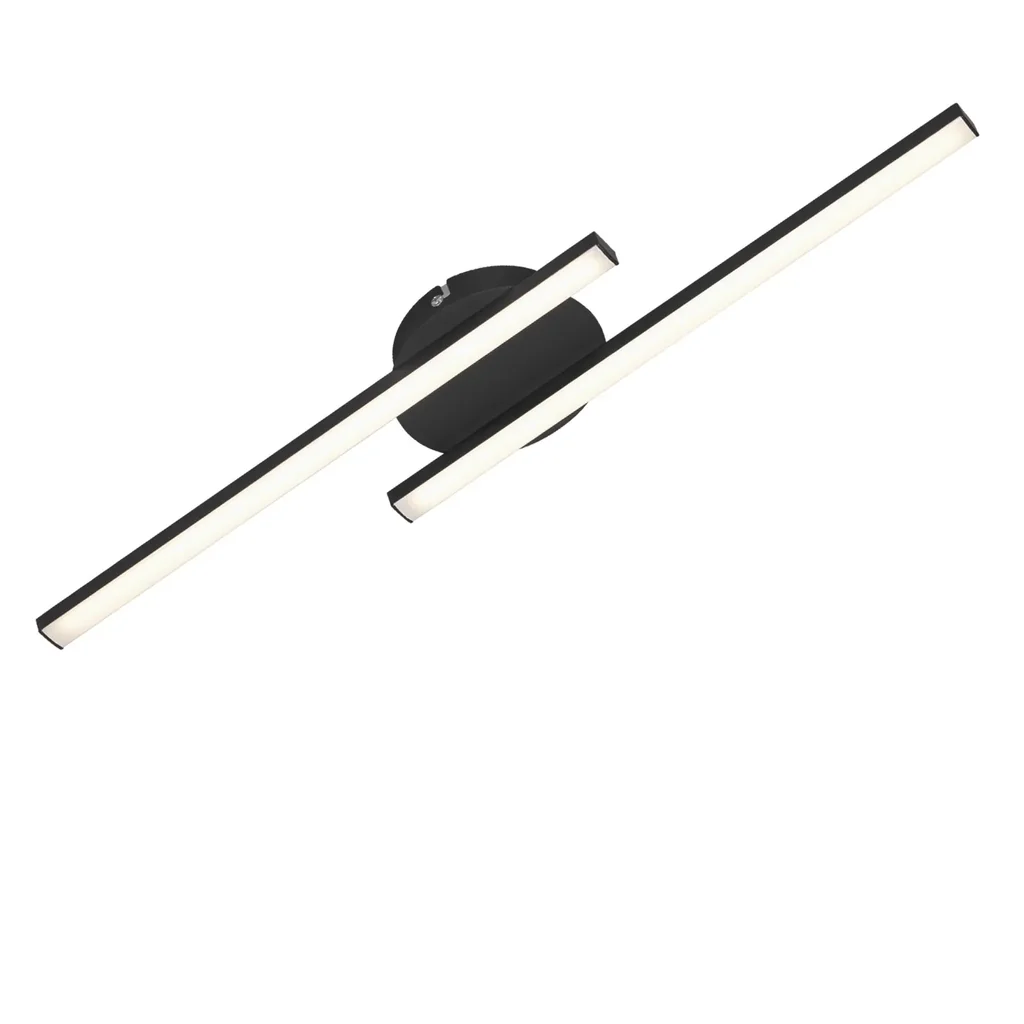 LED Wand- und Deckenleuchte, 2 LED Stäbe gerade, schwarz, 12 Watt, 960 lm, 3.000 K