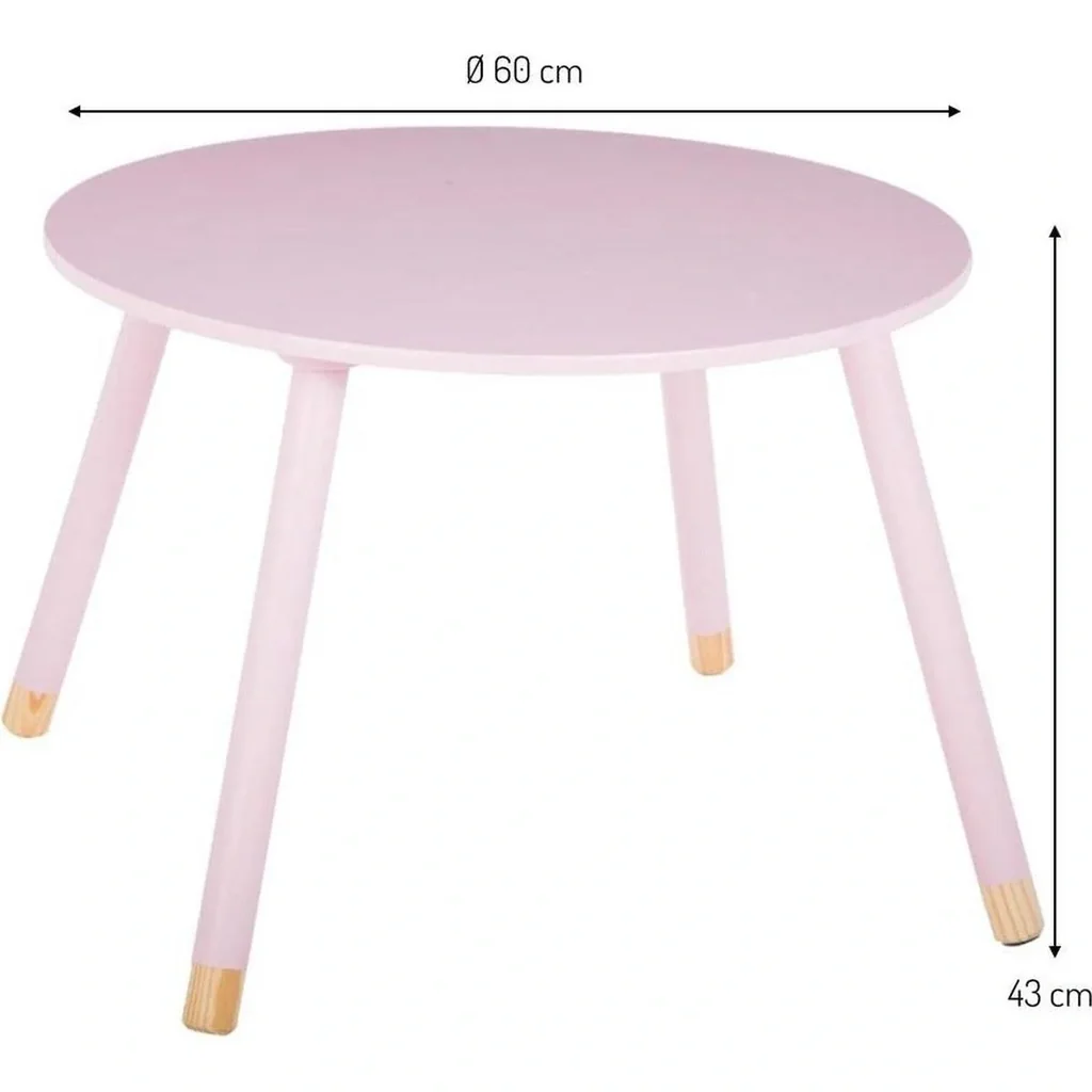 Kindertisch Rund - rosa - 60x60x43 cm