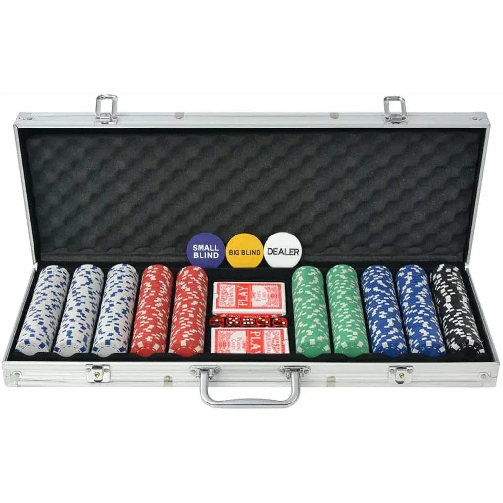 Pokerset mit 500 Chips aus Aluminium
