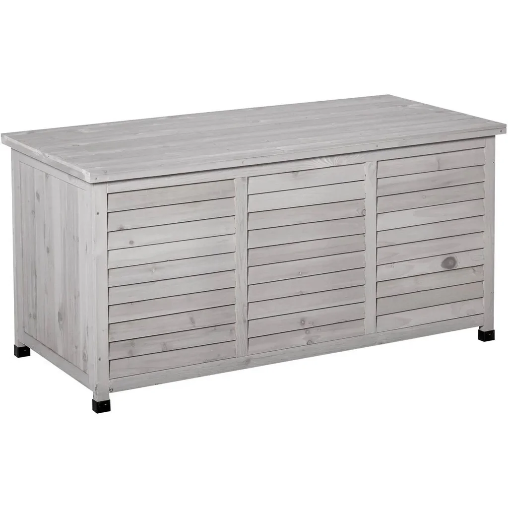 Gartenschrank Gerätehaus Gerätescharank wasserbeständig Tannenholz dauerhaft große Raum 127 x 56 x 60 cm Grau