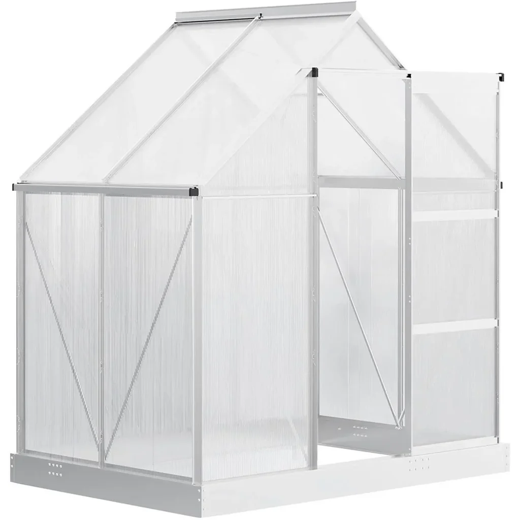 Aluminium Gewächshaus Gartenhaus mit Fenster Tür 193 x 126 x 205 cm 2,5 Pflanzenhaus inkl. Fundament Treibhaus Tomatenh