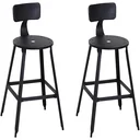 2er-Set Barhocker Bistrostuhl Küchenhocker mit Antirutschpads mit Rückenlehne Schwarz 46 x 44 x 103 cm