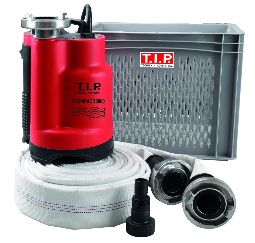 Hochwasser-Set mit Tauchpumpe, Filterkorb, Feuerwehrschlauch "I-Compac 13000 S"