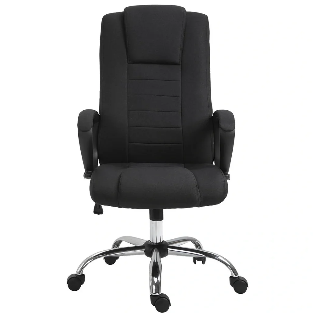Bürostuhl Computerstuhl mit Wippenfunktion Kopfstütze ergonomischer Schreibtischstuhl drehbar höhenverstellbar Leinen-To