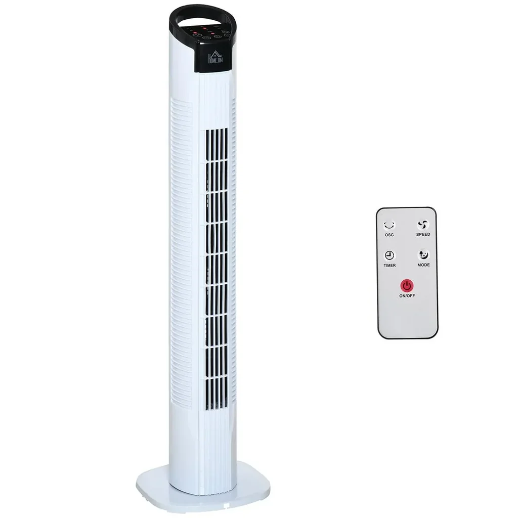 Turmventilator mit Fernsteuerung 70° Oszillierender Standventilator 78,5cm 50W 3 Modi & 3 Geschwindigkeiten Schwarz+Weiß