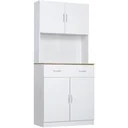 Küchenschrank 180 cm Küchenbuffet Hochschrank Geschirrschrank Esszimmerschrank mit Schubladen Schrank Weiß 80 x 40 x 18