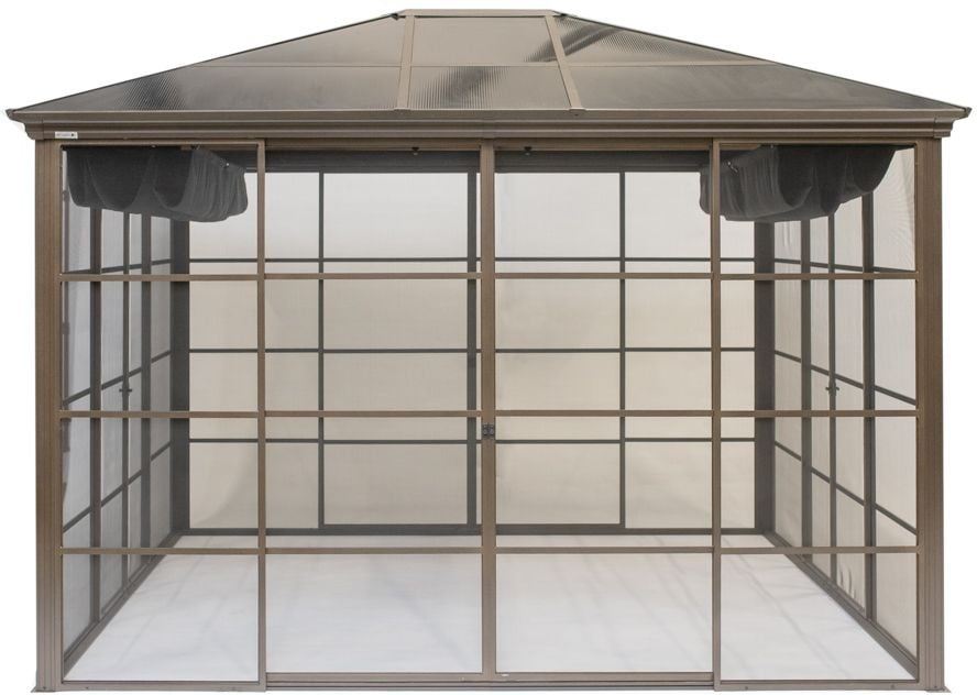 Sojag Pavillon Castel 1012 362×297×283 cm Bronze – 4-Jahreszeiten-Hardtop mit 8-mm-Doppelstegplatten