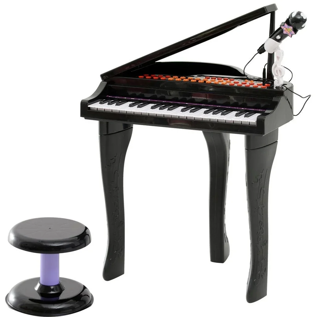 Kinderklavier Musikinstrument 37 Tasten MP3 USB inkl. Hocker schwarz