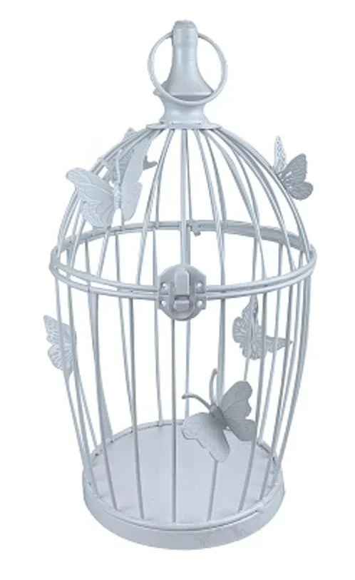 Deko Blumenkäfig in Weiss mit Schmetterling Design