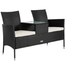 Gartenbank / Love Bench - Polyrattan- 143x55x88cm - schwarz
