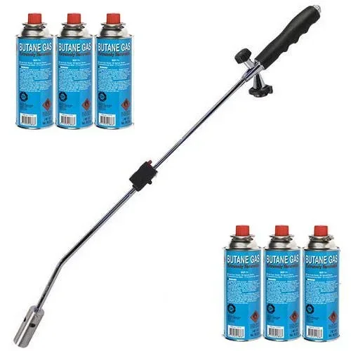 Kinzo Unkrautbrenner-Set mit 6 Gasflaschen und Gasbrenner