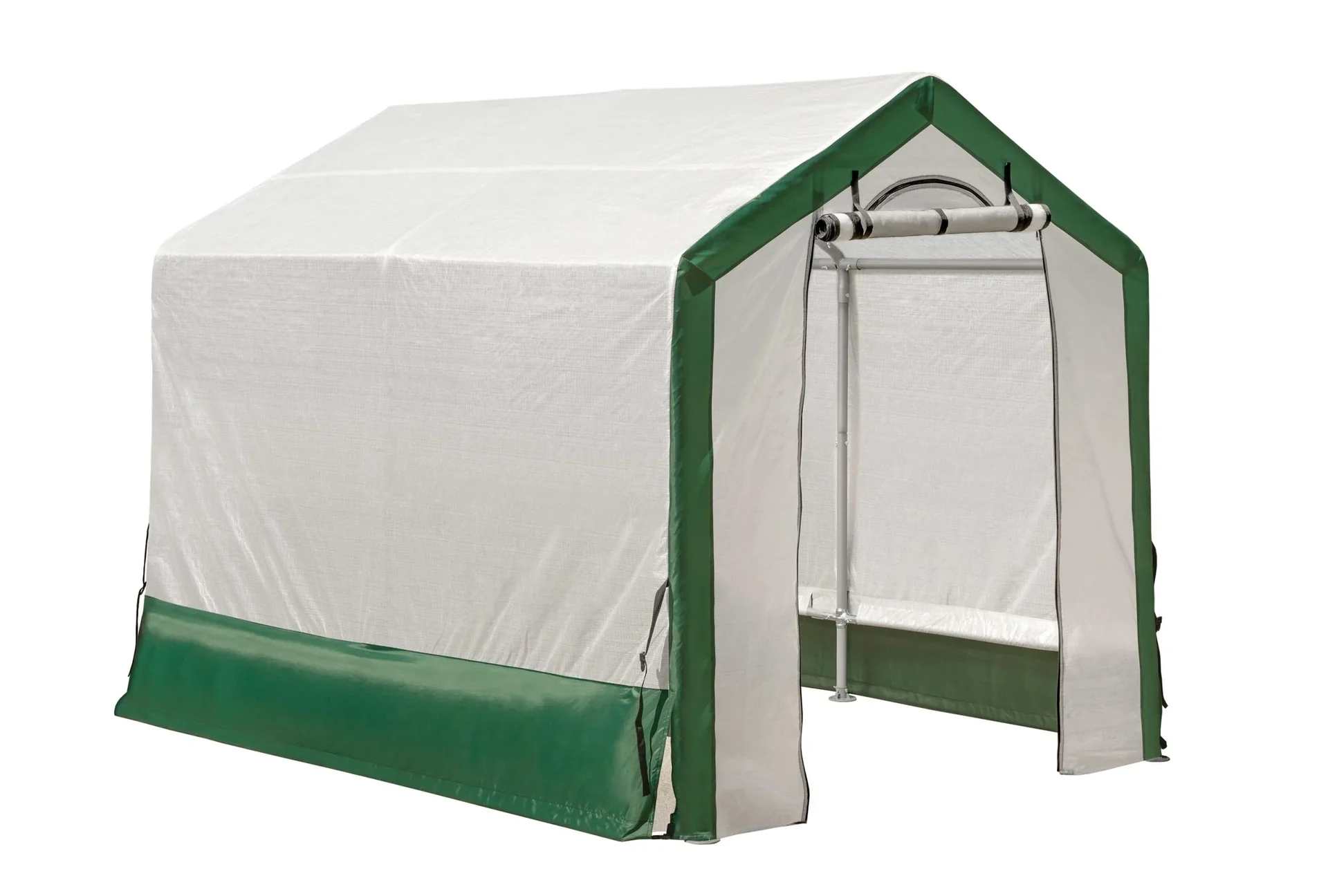 ShelterLogic Gewächshaus 4,32 m² Weiß/Grün, 180×240 cm – Foliengewächshaus mit Aufrolltür, wetterfest